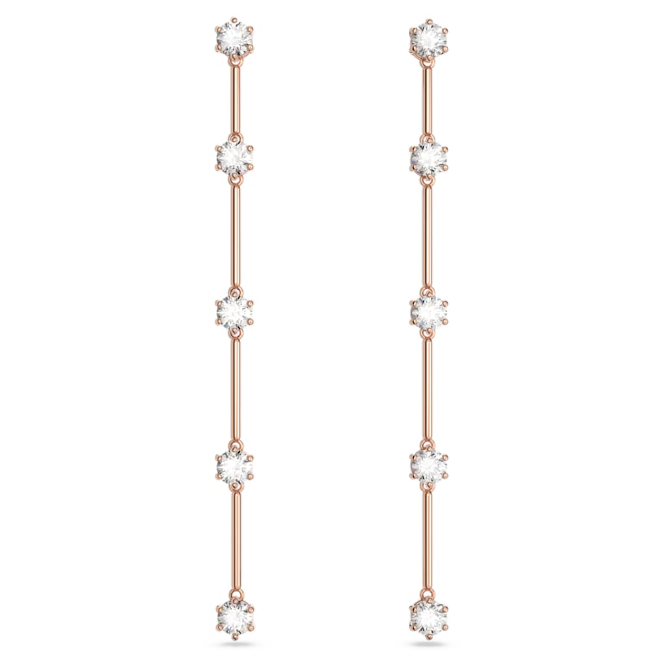 Constella drop earrings, Round cut, White, Rose gold-tone plated by SWAROVSKI