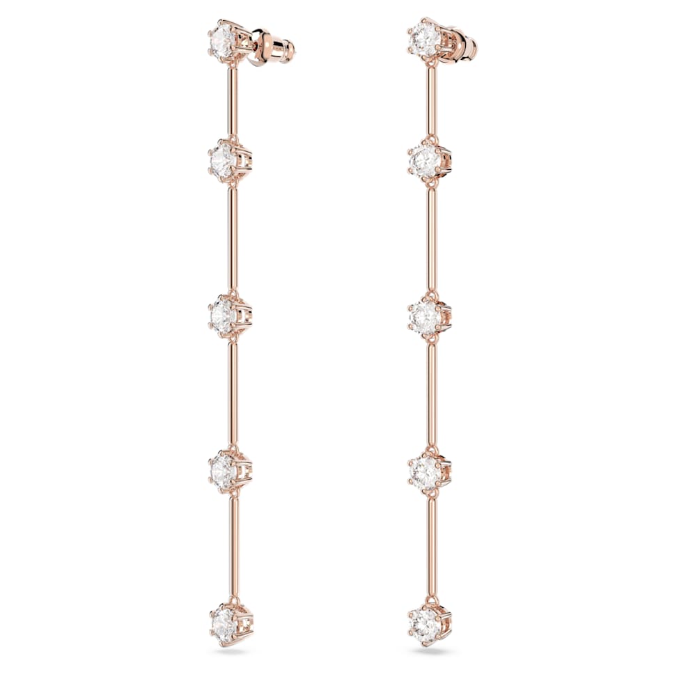 Constella drop earrings, Round cut, White, Rose gold-tone plated by SWAROVSKI