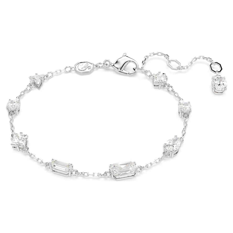 Mesmera bracelet, Mixed cuts, Scattered design, White, Rhodium plated by SWAROVSKI