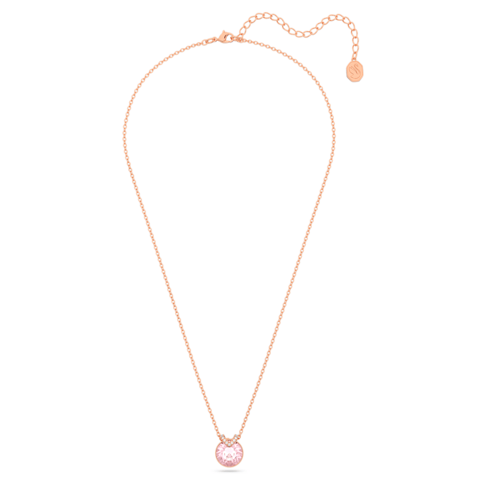 Bella V pendant, Round cut, Pink, Rose gold-tone plated by SWAROVSKI