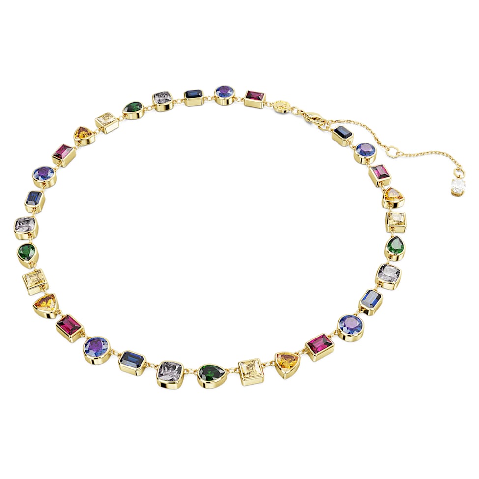 Stilla necklace, Mixed cuts, Multicolored, Gold-tone plated by SWAROVSKI