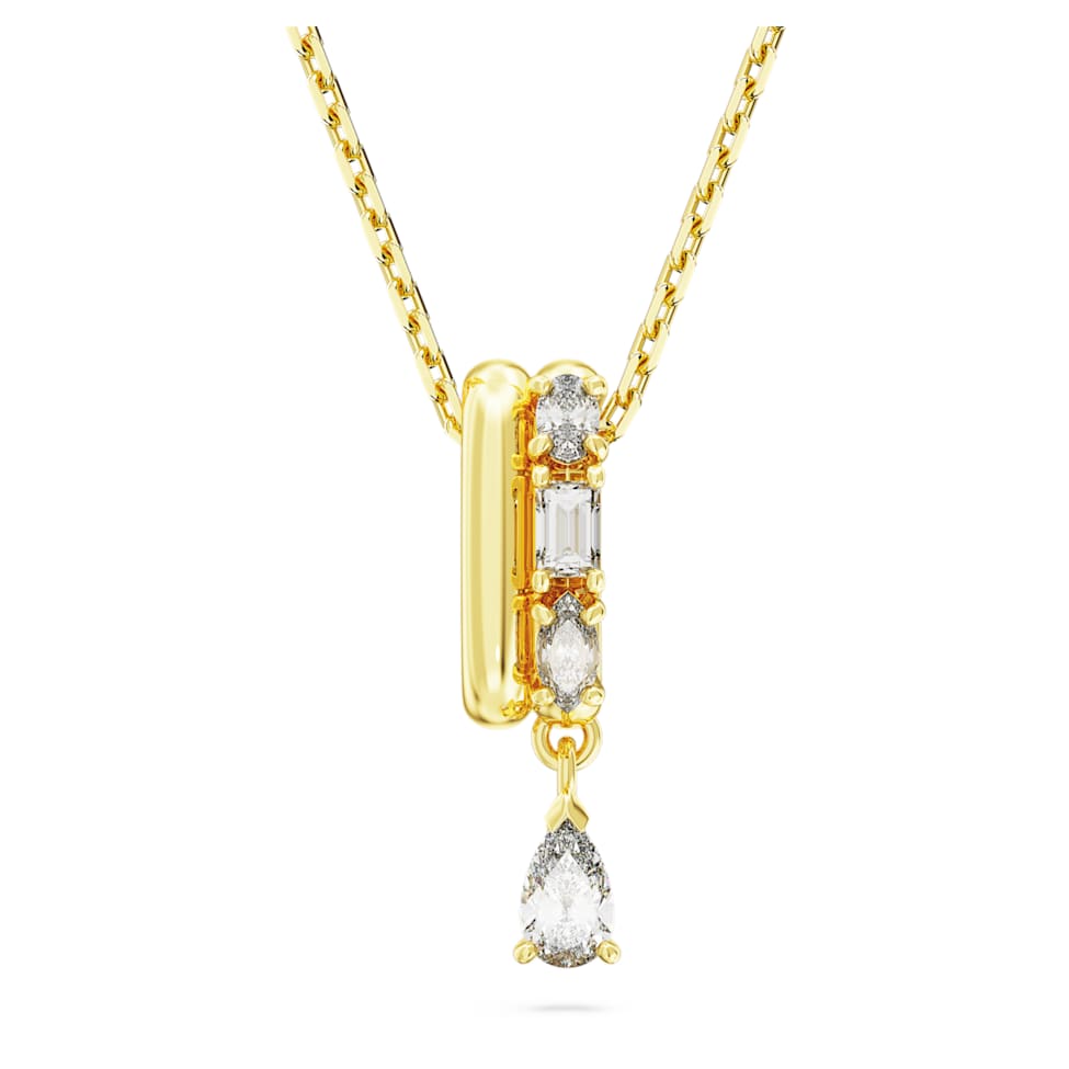 Dextera pendant, Mixed cuts, White, Gold-tone plated by SWAROVSKI