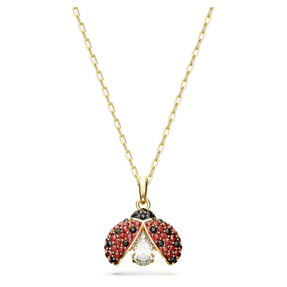 Idyllia pendant, Ladybug, Red, Gold-tone plated by SWAROVSKI