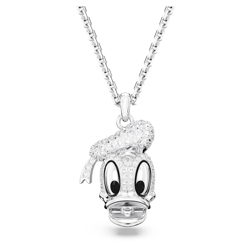 Disney Donald Duck pendant, Head-shaped, White, Rhodium plated by SWAROVSKI
