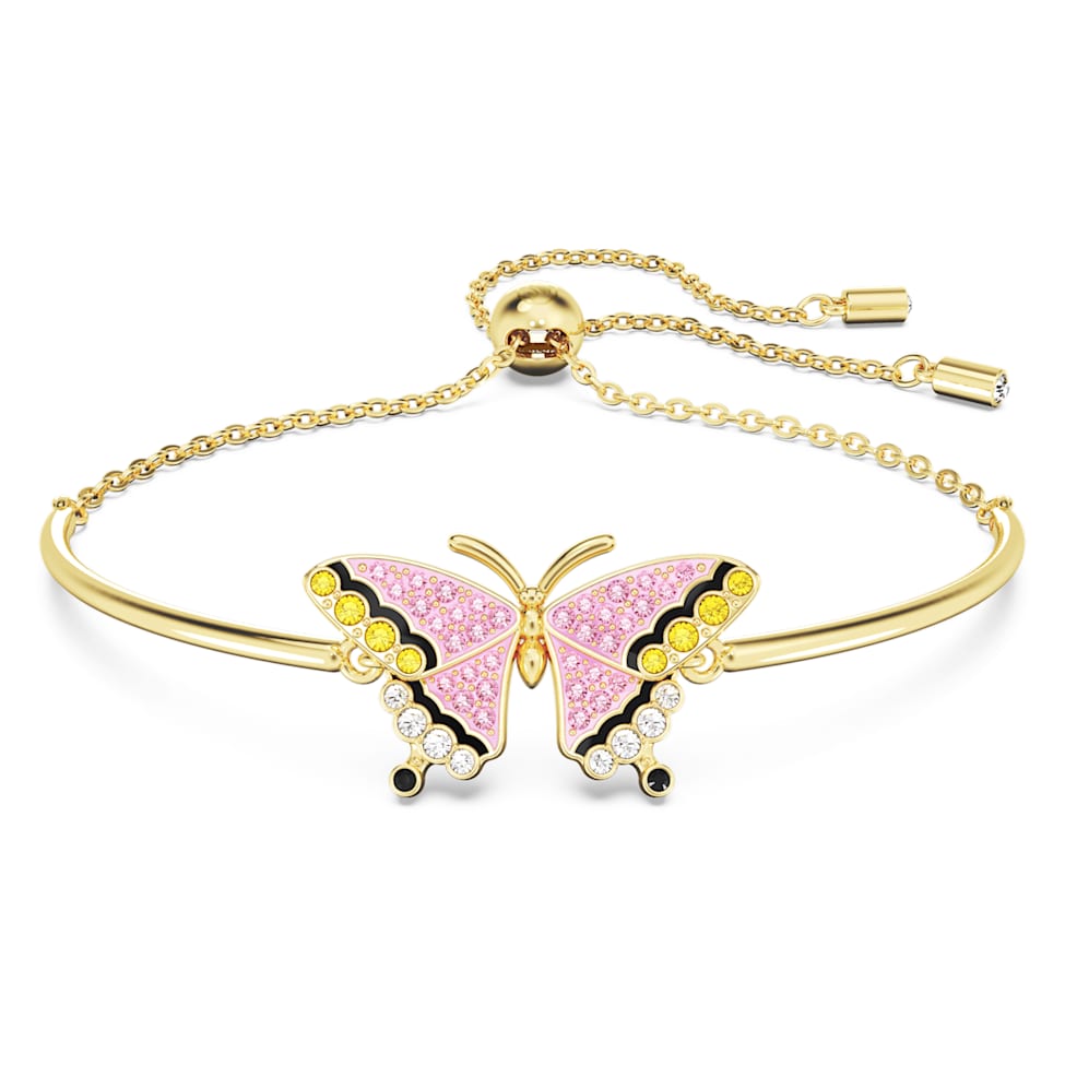 Idyllia bracelet, Butterfly, Multicolored, Gold-tone plated by SWAROVSKI