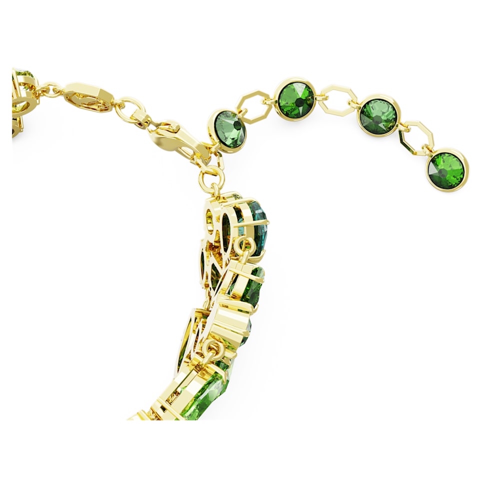 Gema bracelet, Mixed cuts, Green, Gold-tone plated by SWAROVSKI