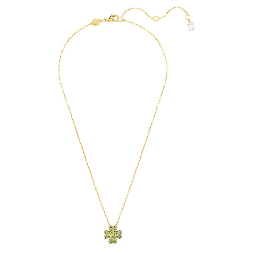 Idyllia pendant, Clover, Green, Gold-tone plated by SWAROVSKI