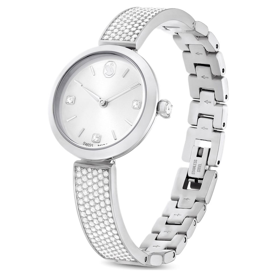 Illumina watch, Swiss Made, Metal bracelet, Silver Tone, Stainless steel by SWAROVSKI