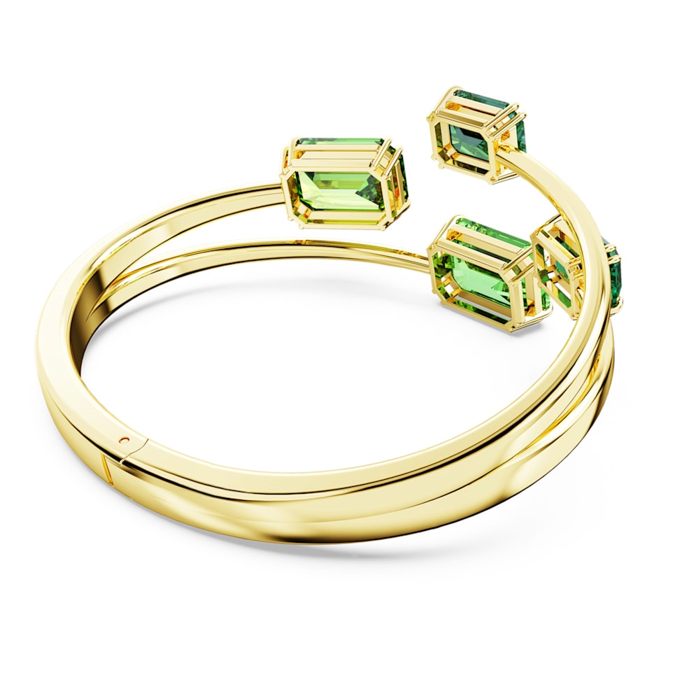 Millenia bangle, Octagon cut, Green, Gold-tone plated by SWAROVSKI