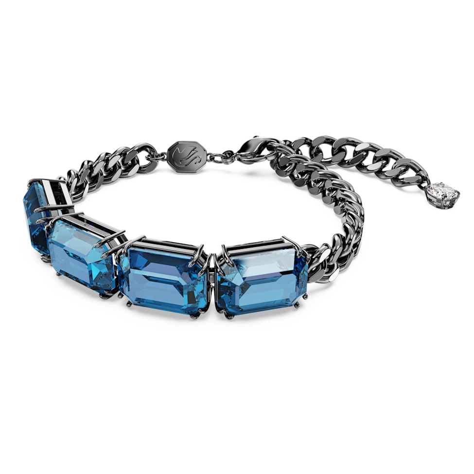 Millenia bracelet, Octagon cut, Blue, Ruthenium plated by SWAROVSKI