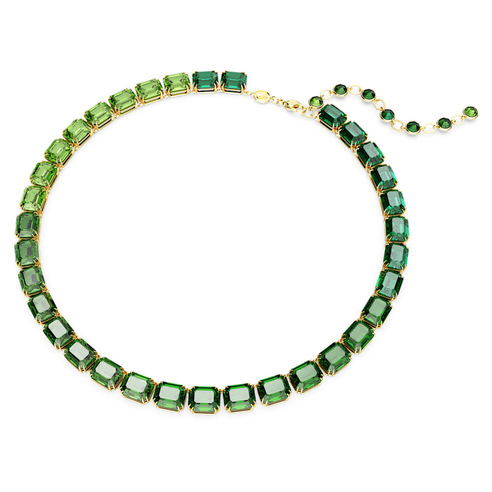 Millenia necklace, Octagon cut, Colour gradient, Green, Gold-tone plated by SWAROVSKI