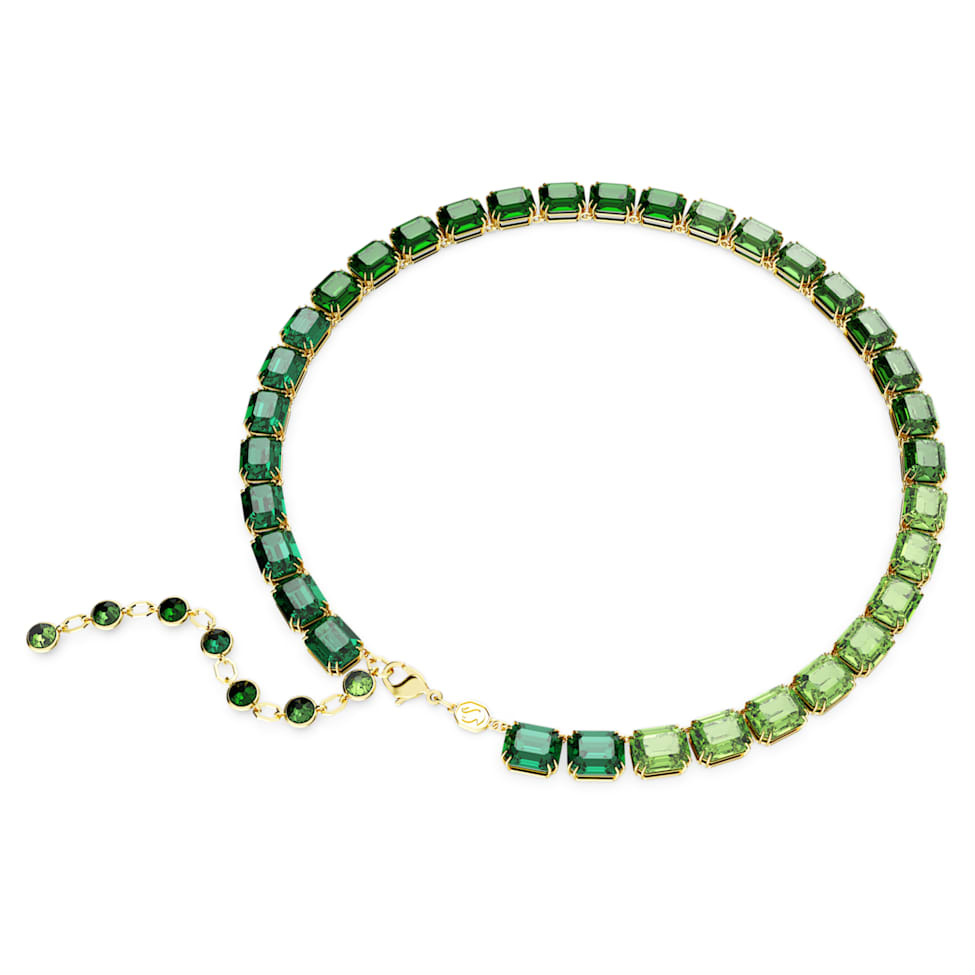 Millenia necklace, Octagon cut, Color gradient, Green, Gold-tone plated by SWAROVSKI