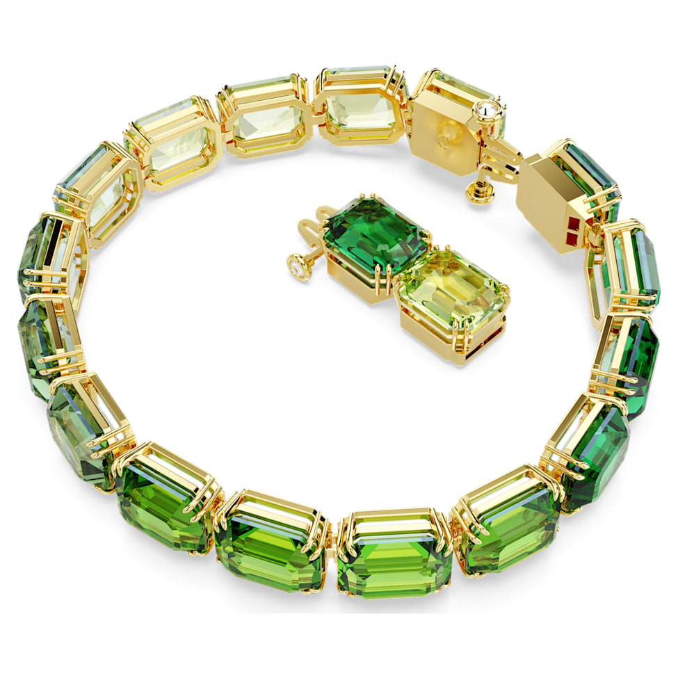 Millenia bracelet, Octagon cut, Color gradient, Green, Gold-tone plated by SWAROVSKI