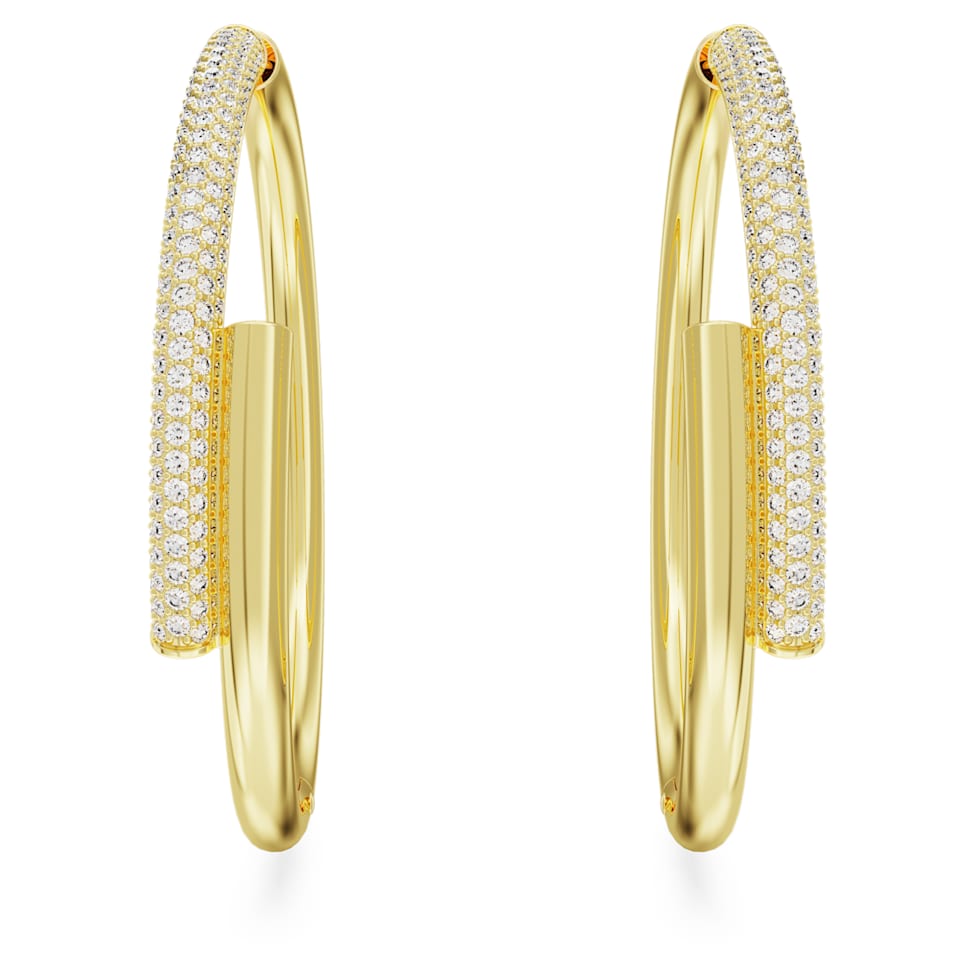 Dextera hoop earrings, White, Gold-tone plated by SWAROVSKI