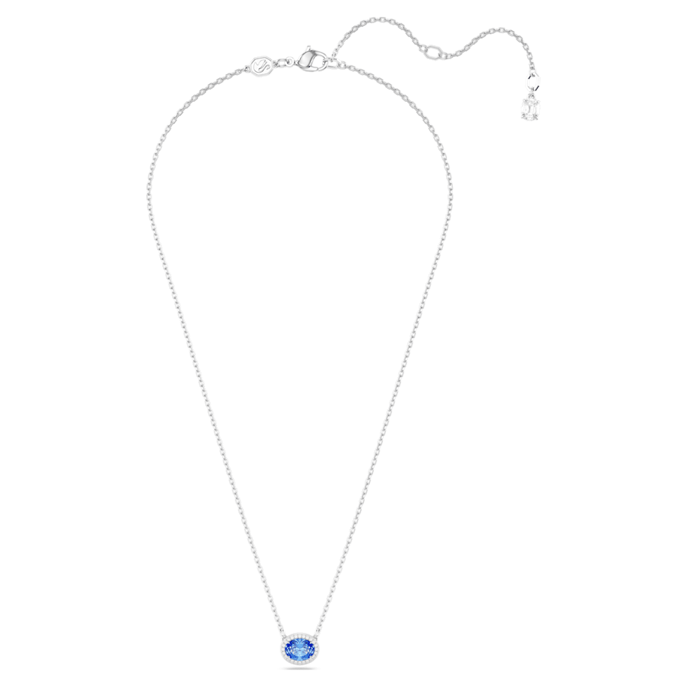 Constella necklace, Oval cut, Blue, Rhodium plated by SWAROVSKI