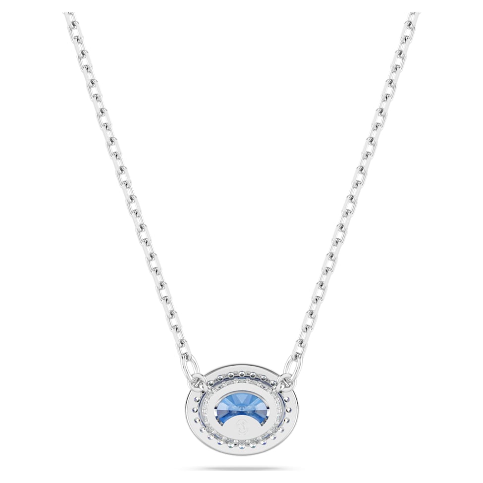 Constella necklace, Oval cut, Blue, Rhodium plated by SWAROVSKI