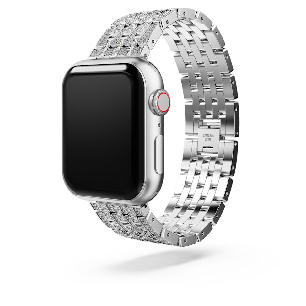 Sparkling princess strap, For Apple Watch® 40mm & 41mm, Silver tone, Stainless steel by SWAROVSKI
