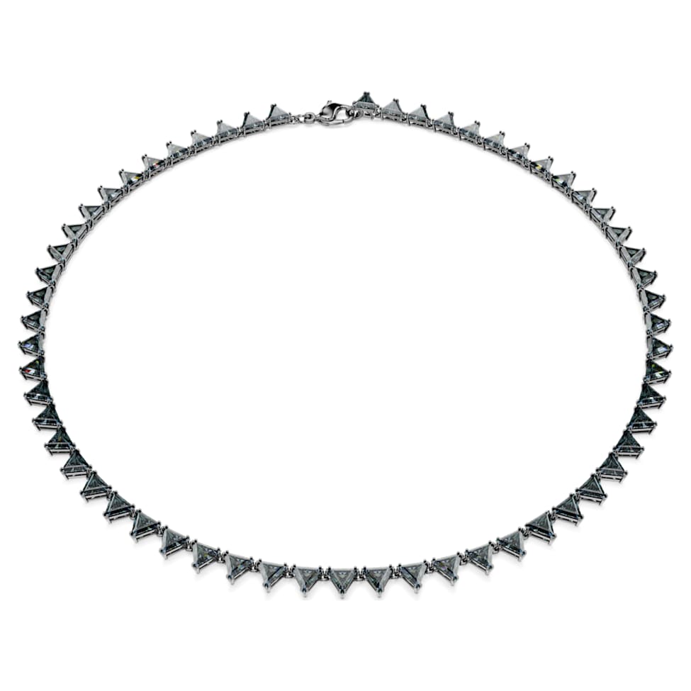 Matrix necklace, Triangle cut, Gray, Ruthenium plated by SWAROVSKI
