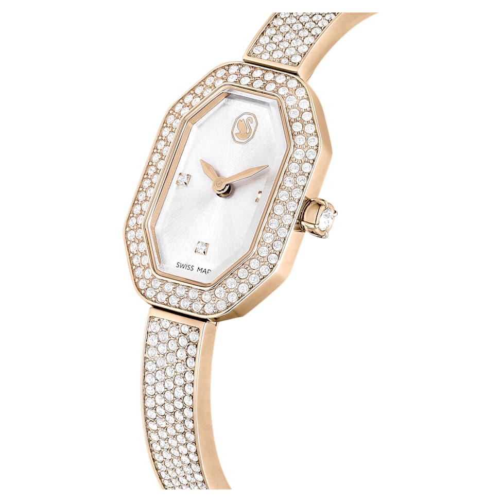 Dextera Bangle watch, Swiss Made, Metal bracelet, Gold tone, Champagne gold-tone finish by SWAROVSKI