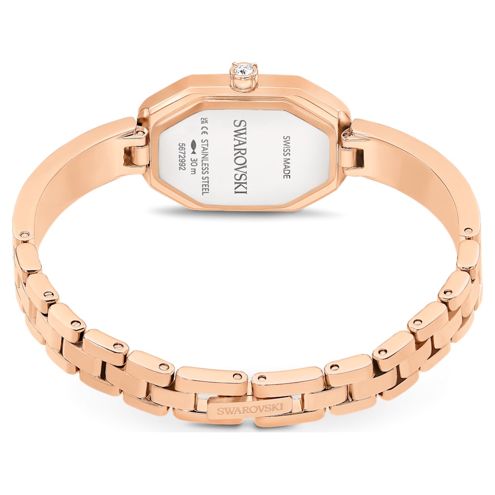 Dextera Bangle watch, Swiss Made, Metal bracelet, Rose gold tone, Rose gold-tone finish by SWAROVSKI