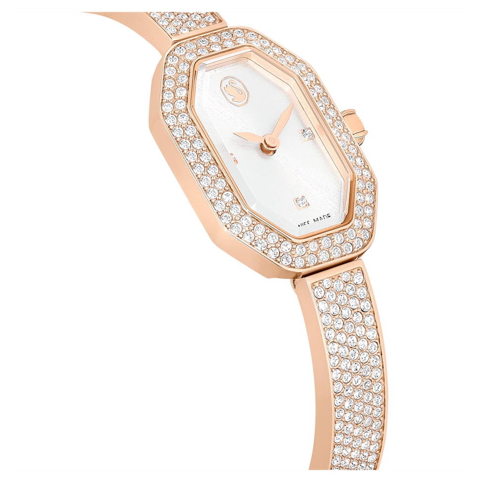 Dextera Bangle watch, Swiss Made, Metal bracelet, Rose gold tone, Rose gold-tone finish by SWAROVSKI