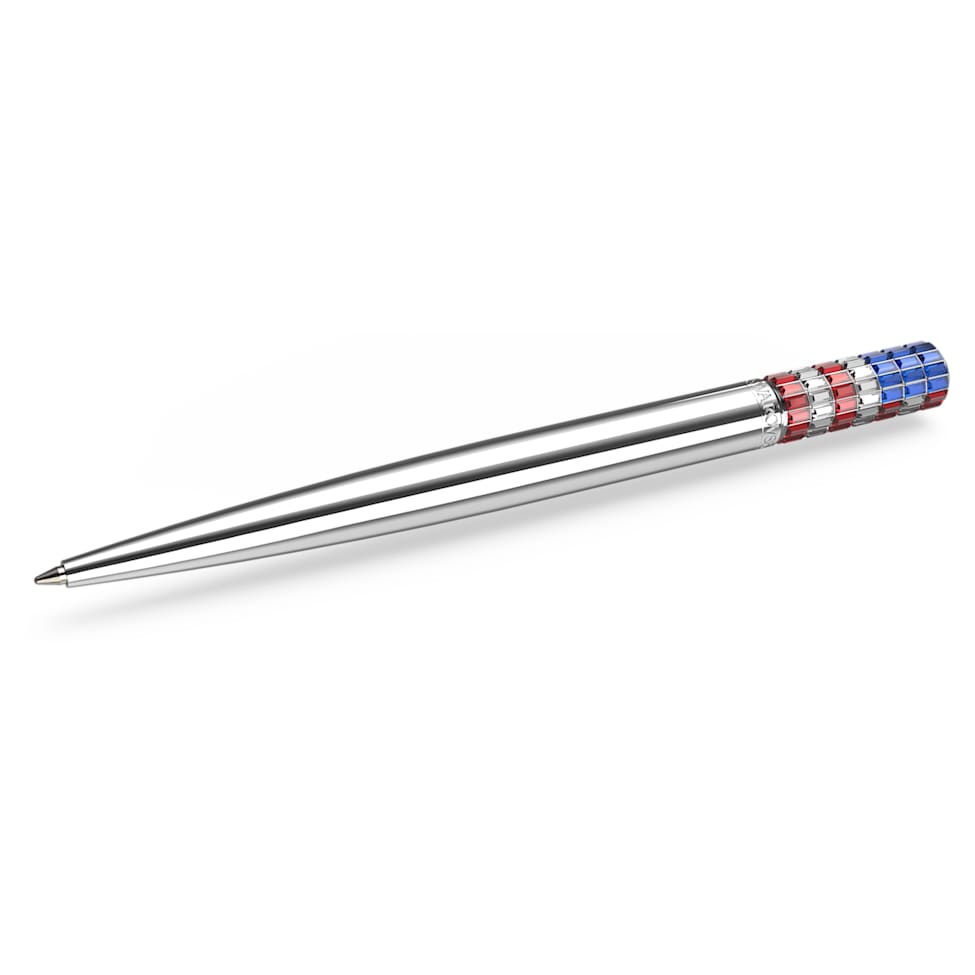 Ballpoint pen, Red and blue, Chrome plated by SWAROVSKI