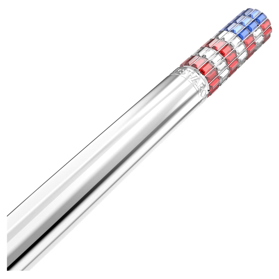 Ballpoint pen, Red and blue, Chrome plated by SWAROVSKI