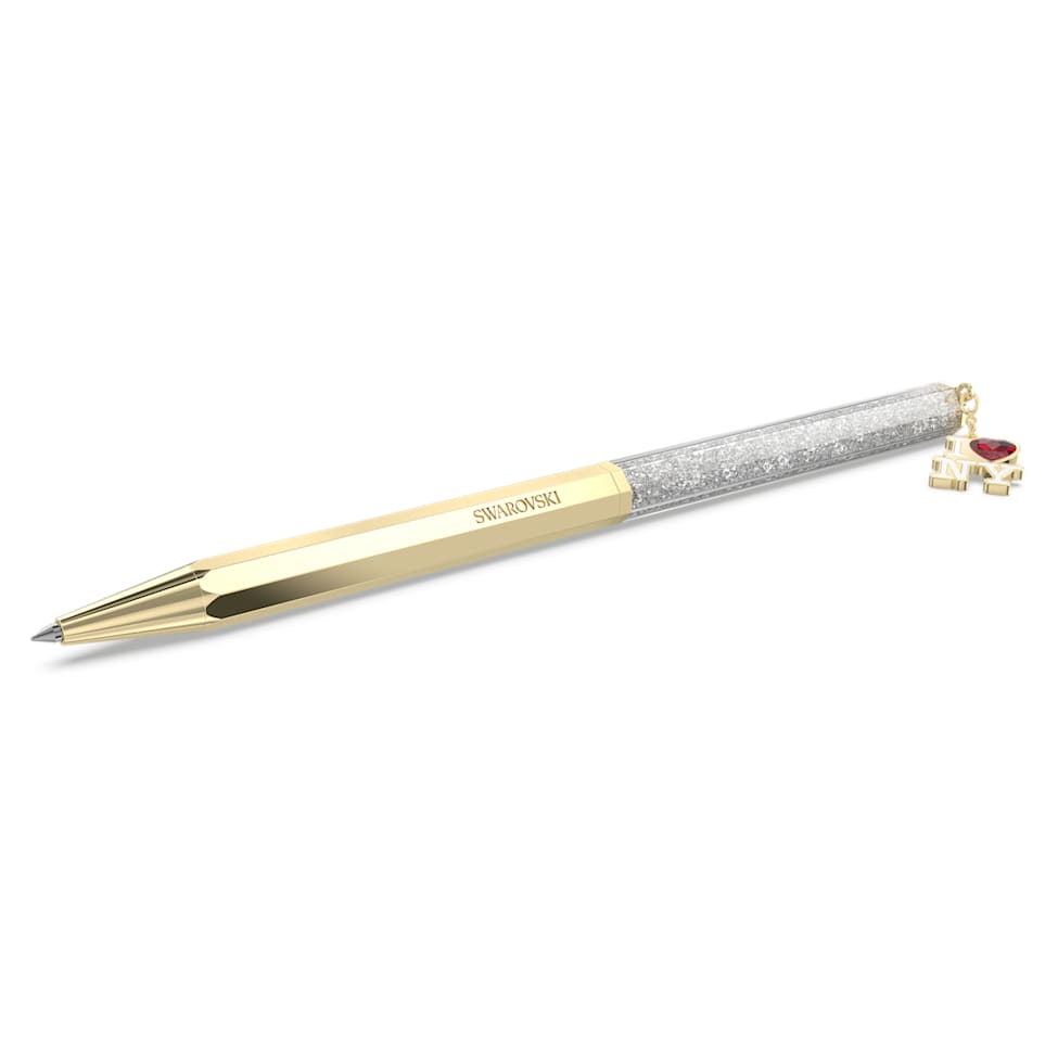 I LOVE NY ballpoint pen, White, Gold-tone finish by SWAROVSKI