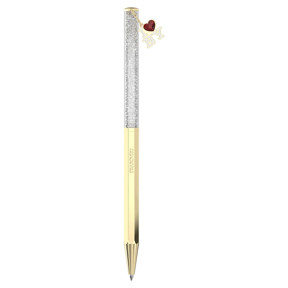 I LOVE NY ballpoint pen, White, Gold-tone finish by SWAROVSKI