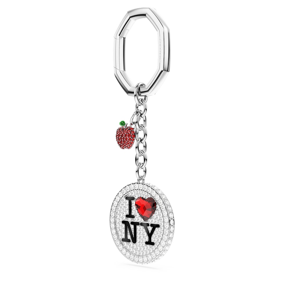 I LOVE NY key ring, Red, Rhodium plated by SWAROVSKI
