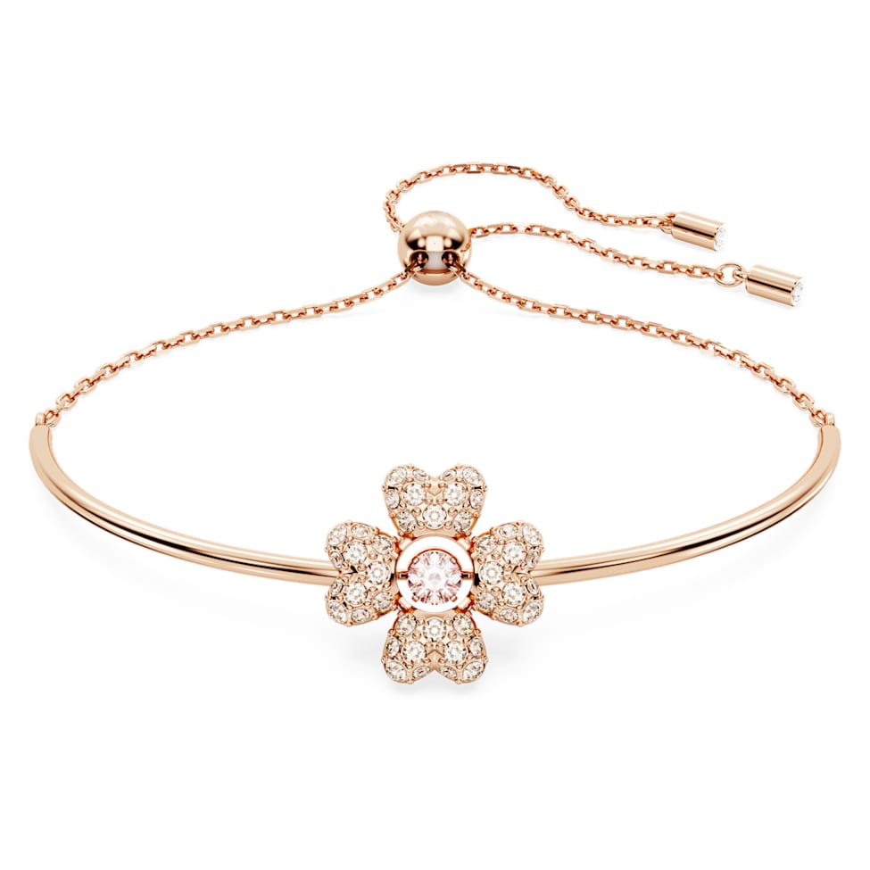 Idyllia bracelet, Clover, White, Rose gold-tone plated by SWAROVSKI