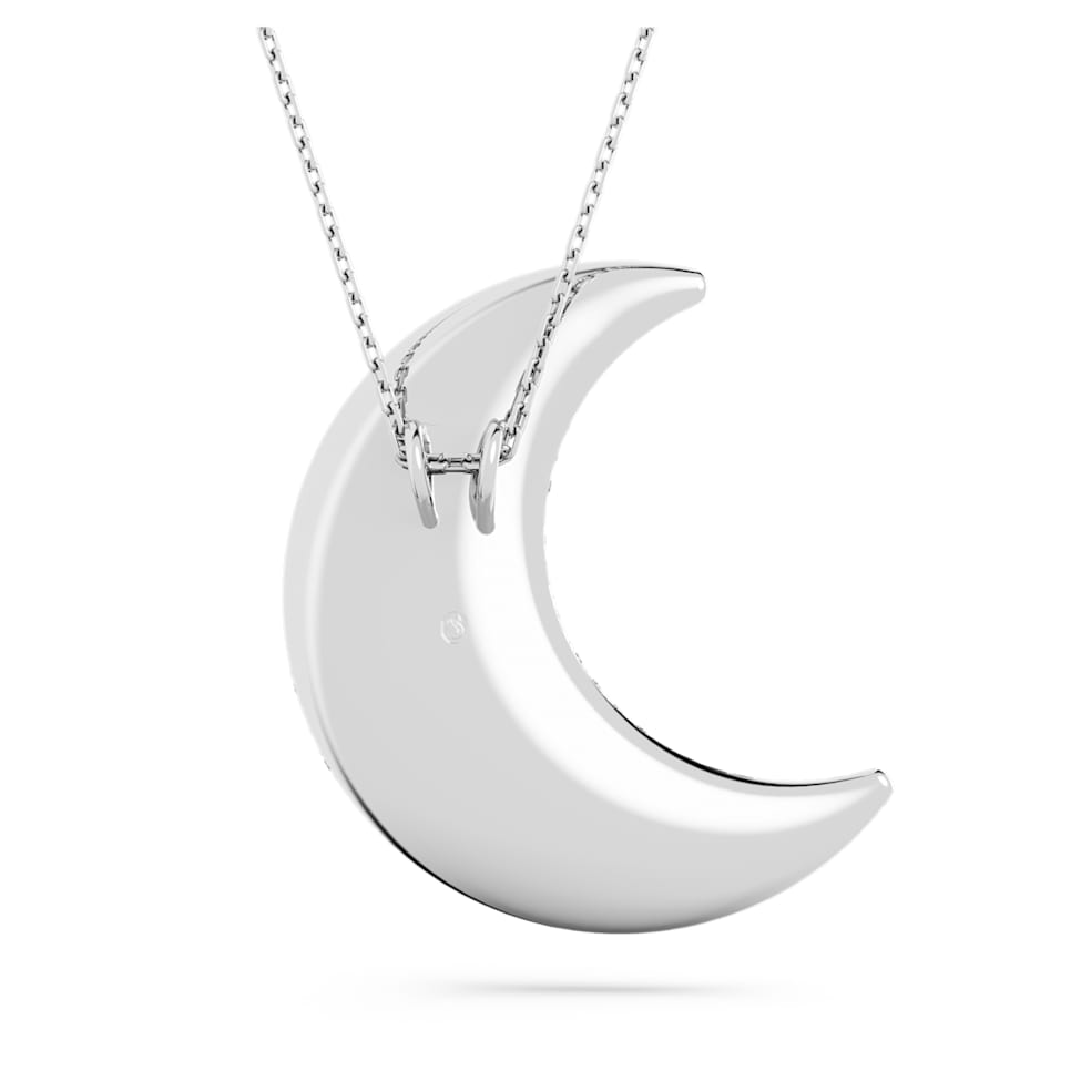 Luna pendant, Moon, White, Rhodium plated by SWAROVSKI