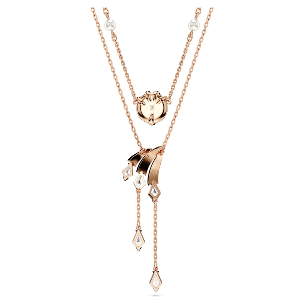 Dragon & Phoenix layered necklace, Dragon’s claw, White, Rose gold-tone plated by SWAROVSKI