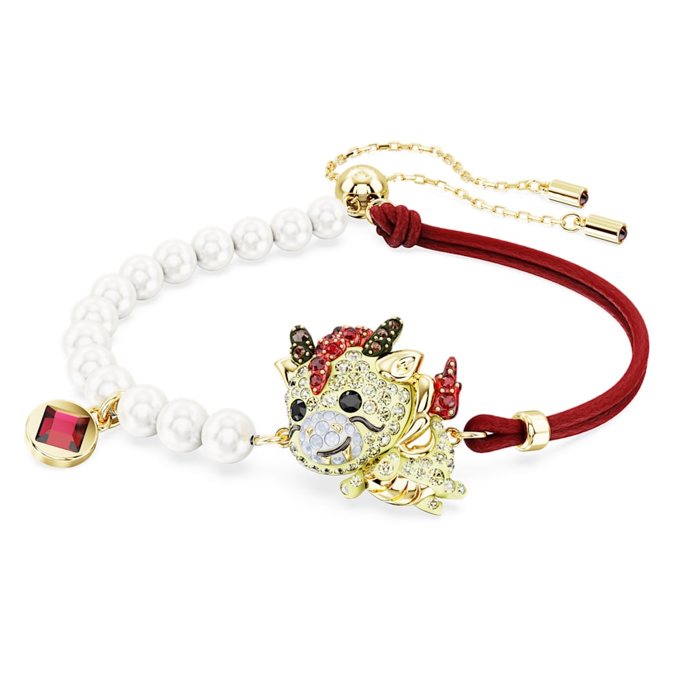 Chinese Zodiac bracelet, Dragon, Multicoloured, Gold-tone plated by SWAROVSKI