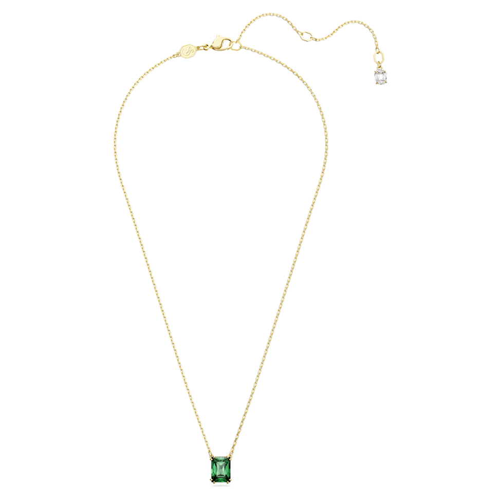 Matrix pendant, Rectangular cut, Green, Gold-tone plated by SWAROVSKI