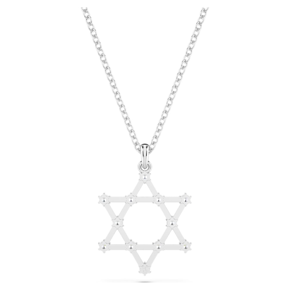 Insigne pendant, Round cut, Star, White, Rhodium plated by SWAROVSKI