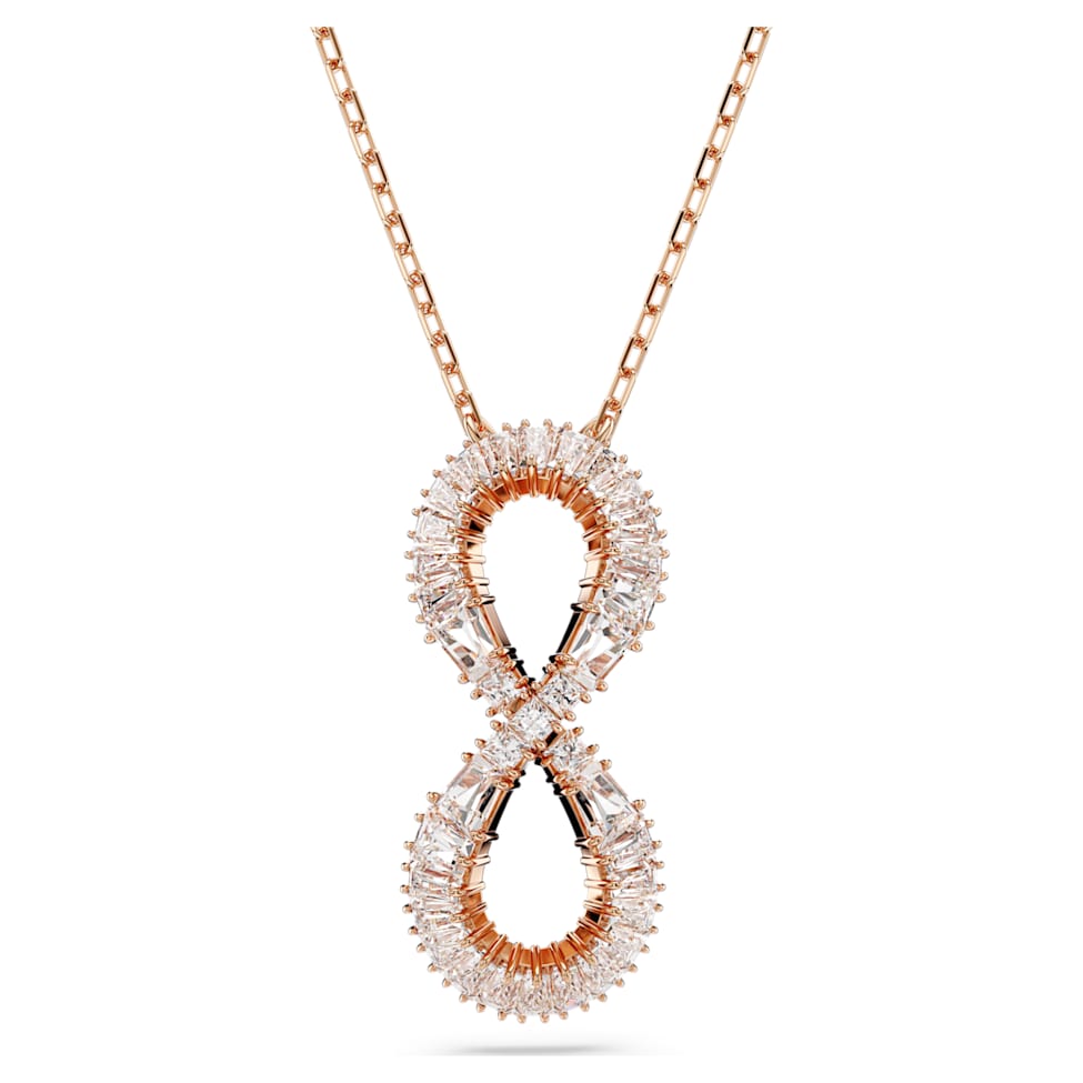 Hyperbola pendant, Infinity, White, Rose gold-tone plated by SWAROVSKI