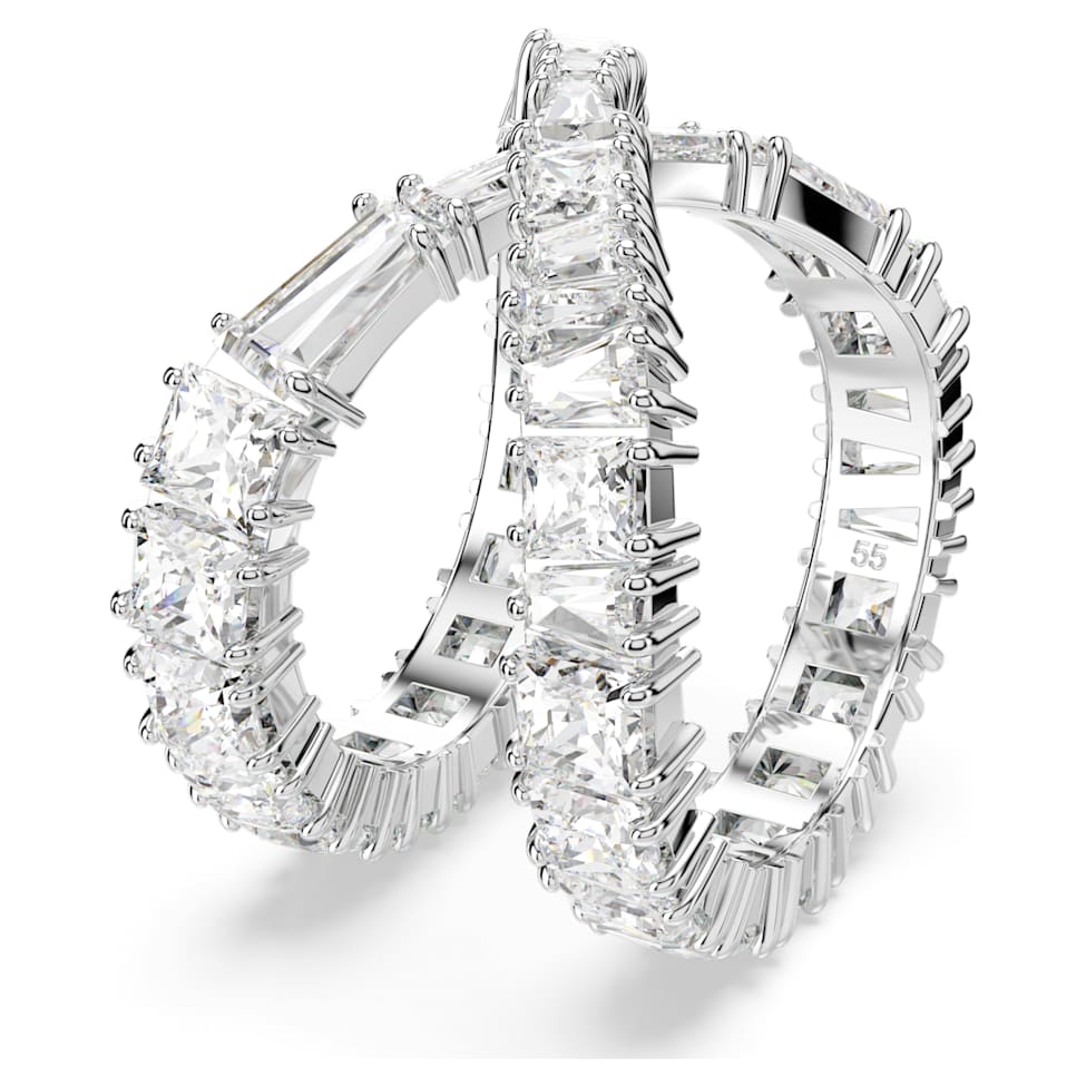 Hyperbola ring, Infinity, White, Silver-tone finish by SWAROVSKI