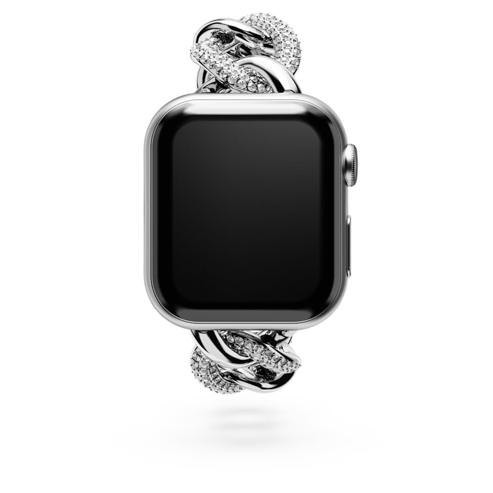 Sparkling chain strap, For Apple Watch® 40 mm & 41mm, Silver tone, Stainless steel by SWAROVSKI