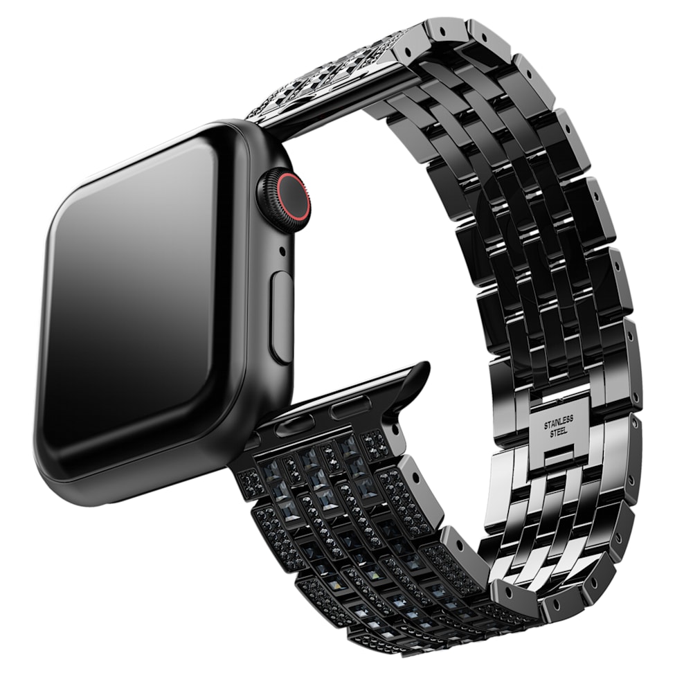 Sparkling princess strap, For Apple Watch® 40 mm & 41mm, Black finish by SWAROVSKI