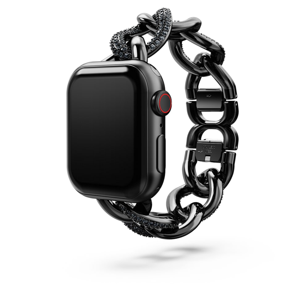 Sparkling chain strap, For Apple Watch® 40mm & 41mm, Black, Black finish by SWAROVSKI