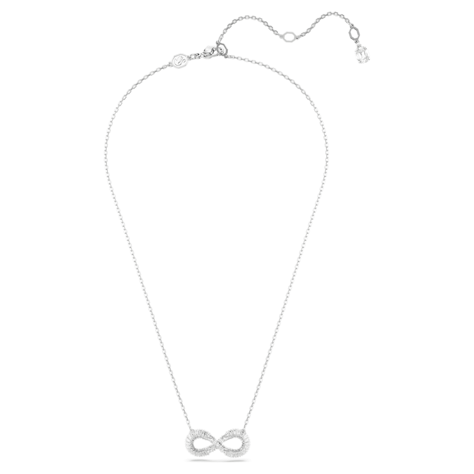 Hyperbola pendant, Infinity, White, Rhodium plated by SWAROVSKI