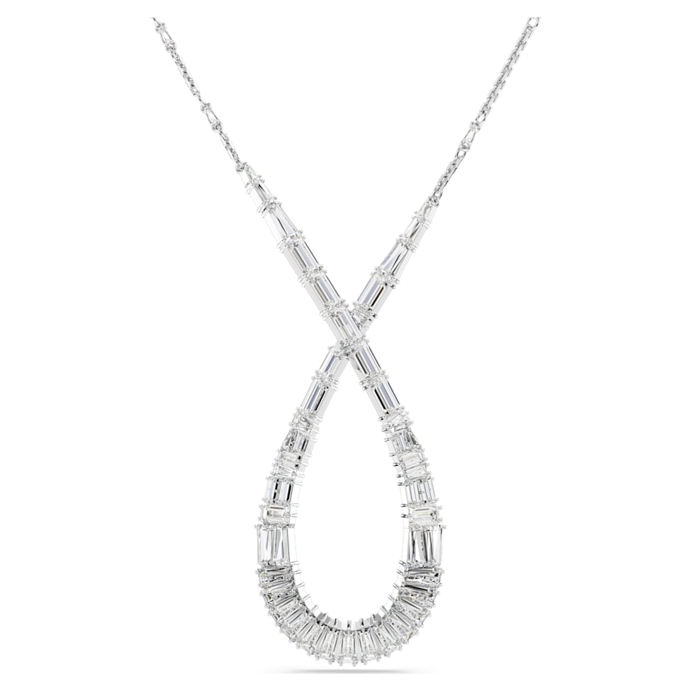 Hyperbola pendant, Mixed cuts, Infinity, White, Rhodium plated by SWAROVSKI