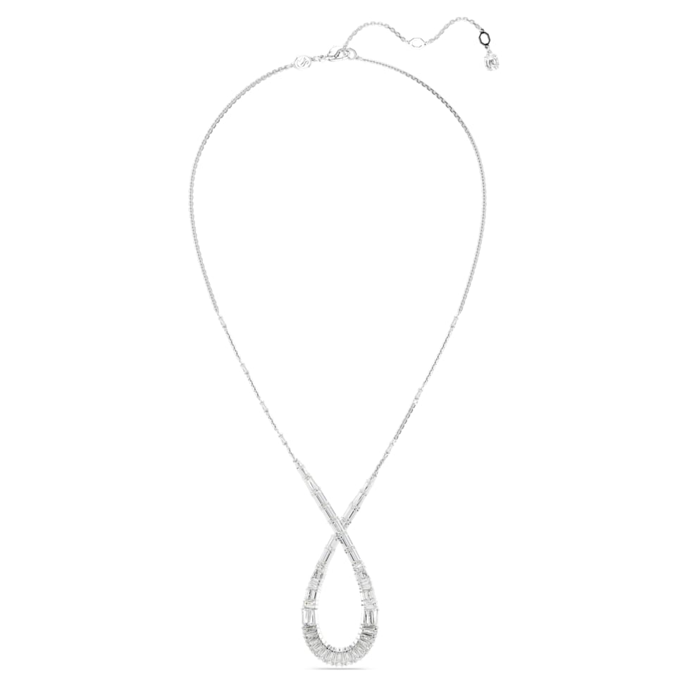 Hyperbola pendant, Mixed cuts, Infinity, White, Rhodium plated by SWAROVSKI