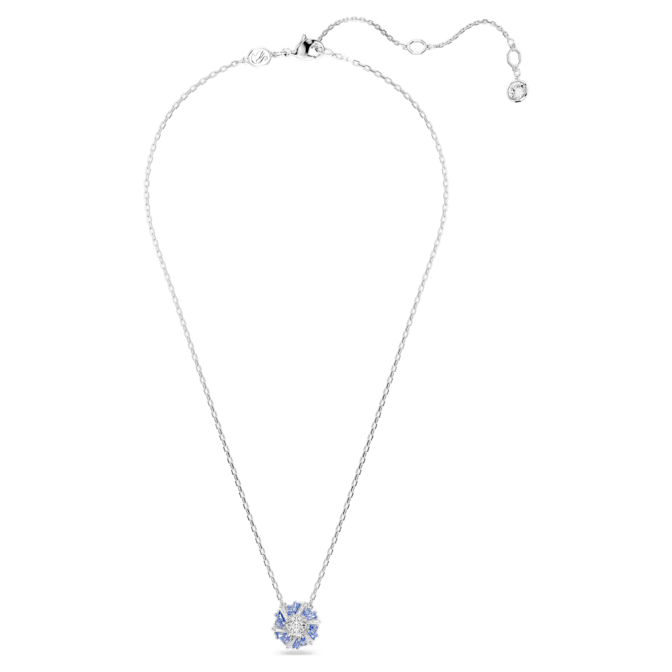 Idyllia pendant, Flower, Blue, Rhodium plated by SWAROVSKI