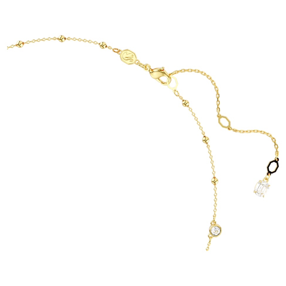 Imber necklace, Round cut, Scattered design, White, Gold-tone plated by SWAROVSKI