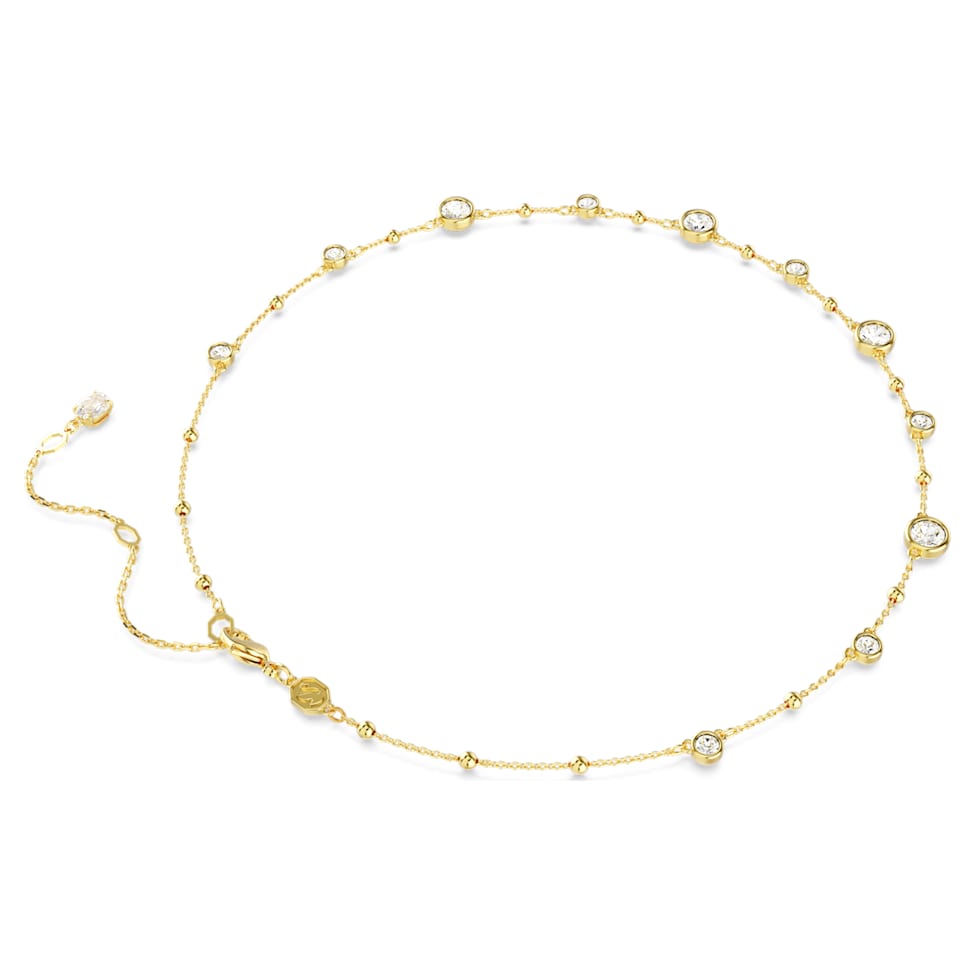 Swarovski Imber necklace, Round cut, Scattered design, White, Gold