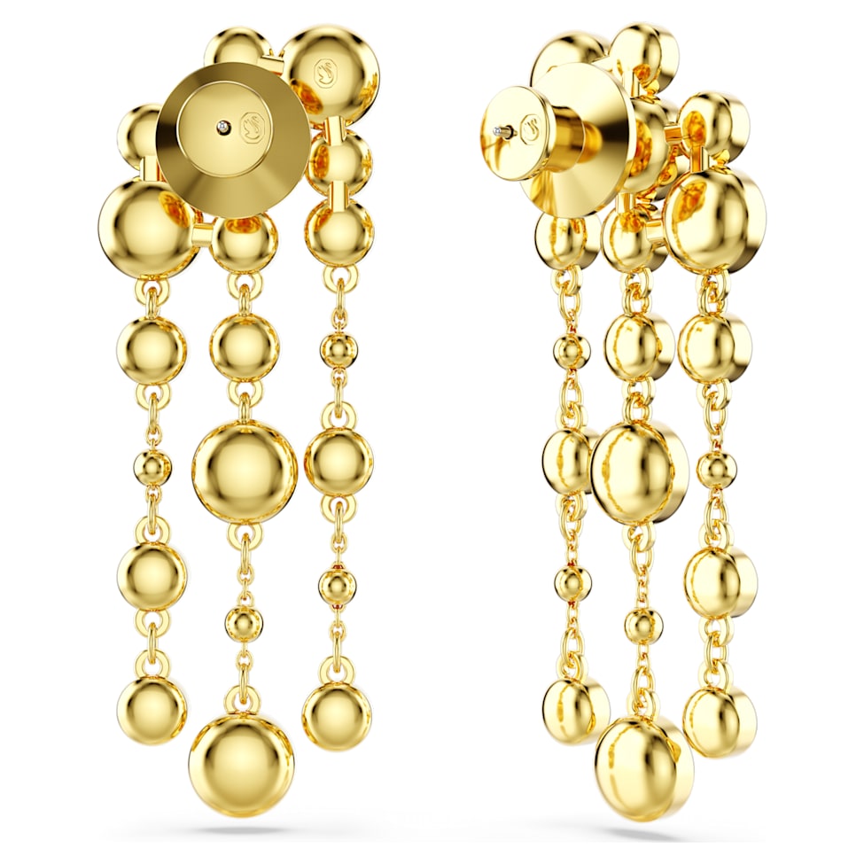 Imber drop earrings, Round cut, Chandelier, White, Gold-tone plated by SWAROVSKI