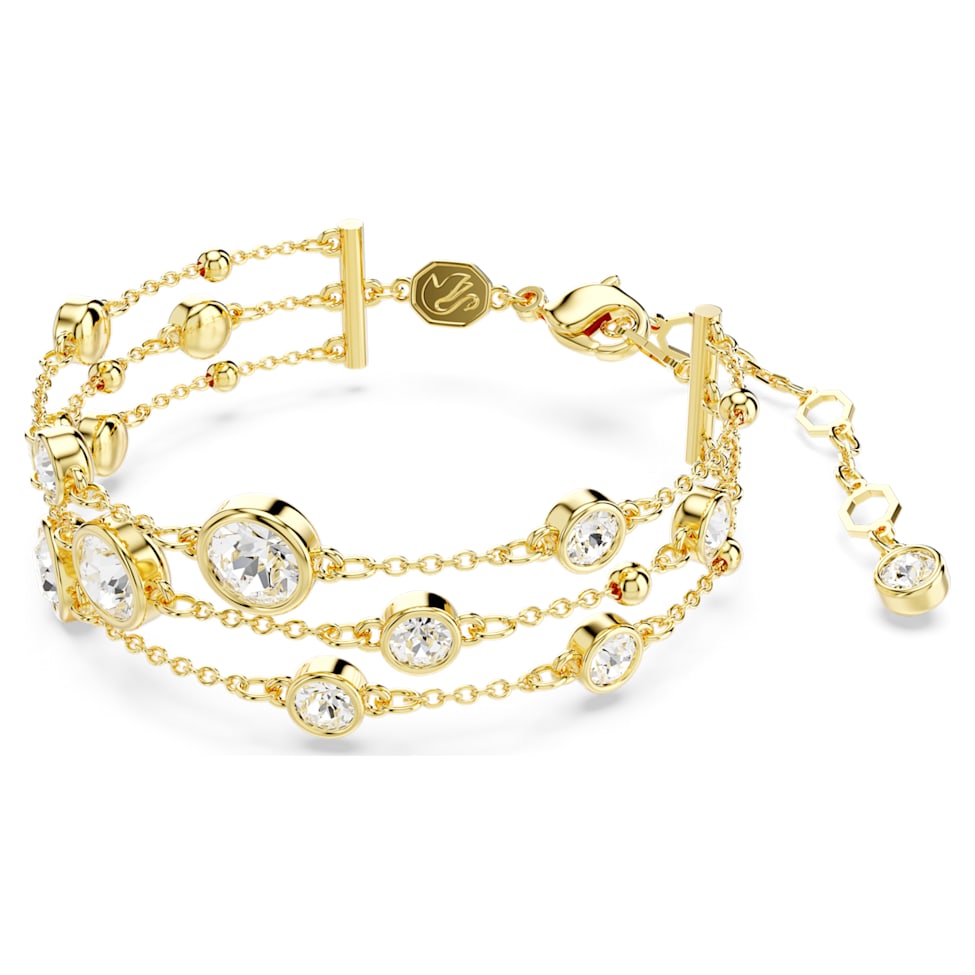 Imber wide bracelet, Round cut, Gold-tone plated by SWAROVSKI