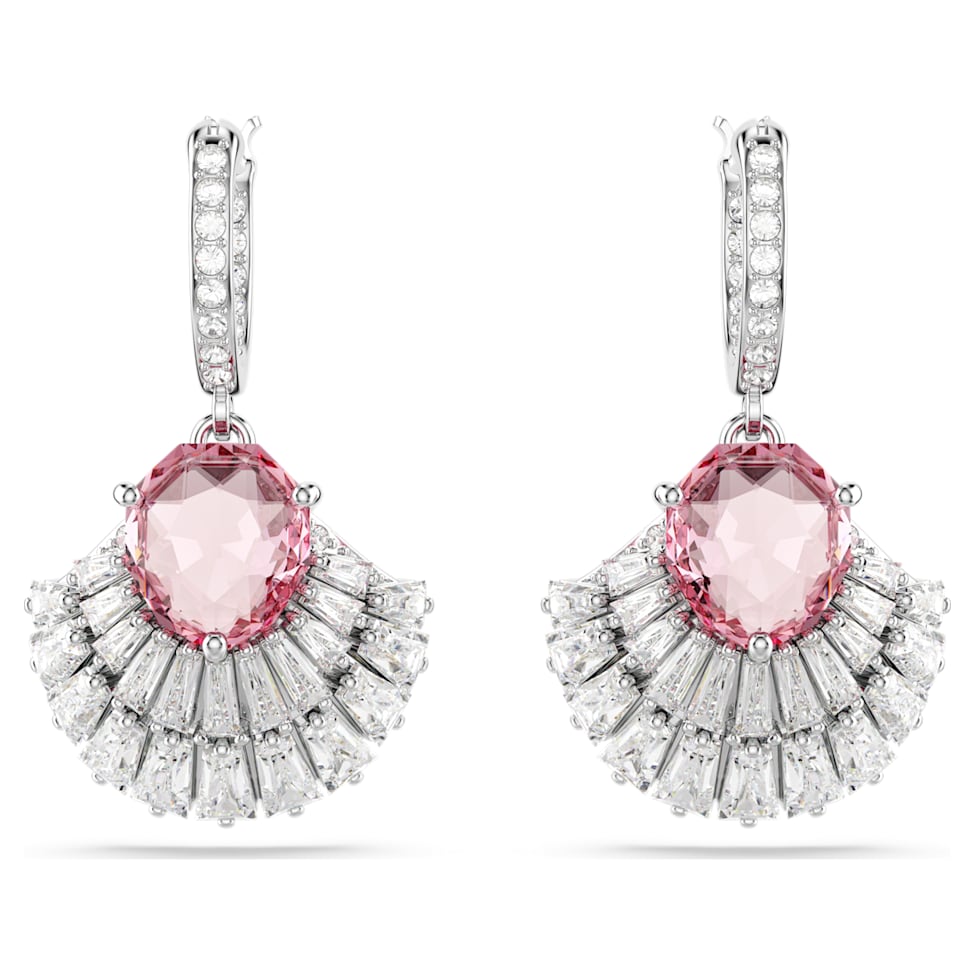 Idyllia drop earrings, Shell, Pink, Rhodium plated by SWAROVSKI